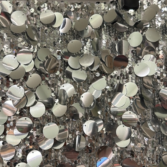 Edikted Sabina Low-Rise Sequin Mini Skirt in Silver SMALL - Picture 8 of 14